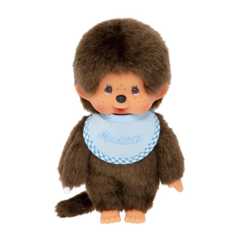 Peluche singe - BANDAI - Monchhichi Bavoir Bleu Ciel - 20 cm Peluche singe - BANDAI - Monchhichi Bavoir Bleu Ciel - 20 cm