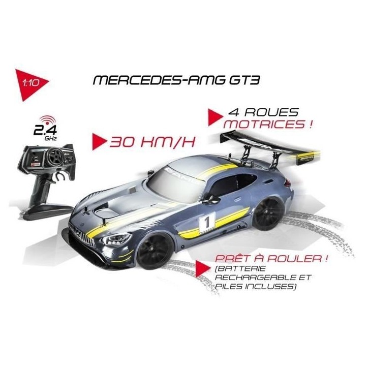 MONDO Voiture radiocommandée Mercedes AMG GT3 - Echelle 1:10 - A partir de 8 ans MONDO Voiture radiocommandée Mercedes AMG GT3 - Echelle 1:10 - A partir de 8 ans