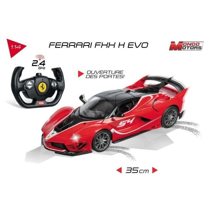Véhicule radiocommandé Ferrari FXXK Evo MONDO MOTORS - Effets lumineux - Echelle 1:14eme Véhicule radiocommandé Ferrari FXXK Evo MONDO MOTORS - Effets lumineux - Echelle 1:14eme