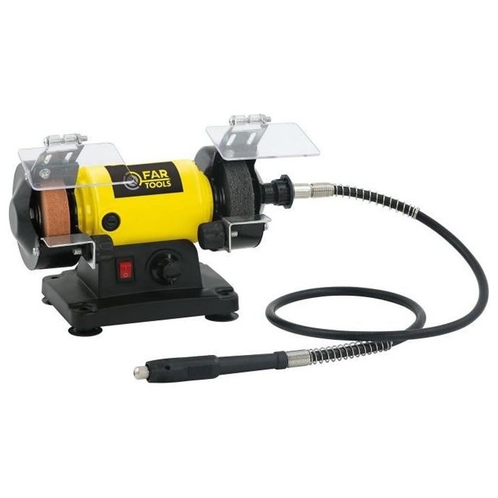 Mini touret a meuler - FARTOOLS - MBG120 - 120 W - 75 mm - Livré avec 1 meule et 1 brosse a polir Mini touret a meuler - FARTOOLS - MBG120 - 120 W - 75 mm - Livré avec 1 meule et 1 brosse a polir
