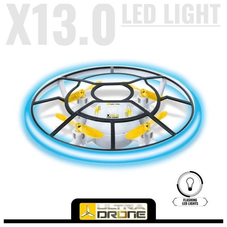 MONDO MOTORS - Drone radiocommandé - Effets lumineux - Ultradrone X13 LED Light - Diametre 13cm MONDO MOTORS - Drone radiocommandé - Effets lumineux - Ultradrone X13 LED Light - Diametre 13cm