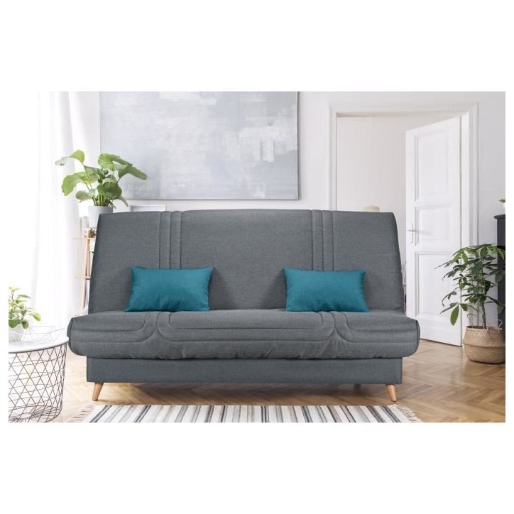 COMFORT BULTEX Clic clac 3 places - Tissu anthracite - Made in France - L 192 x P 95 x H 101 - MONA COMFORT BULTEX Clic clac 3 places - Tissu anthracite - Made in France - L 192 x P 95 x H 101 - MONA