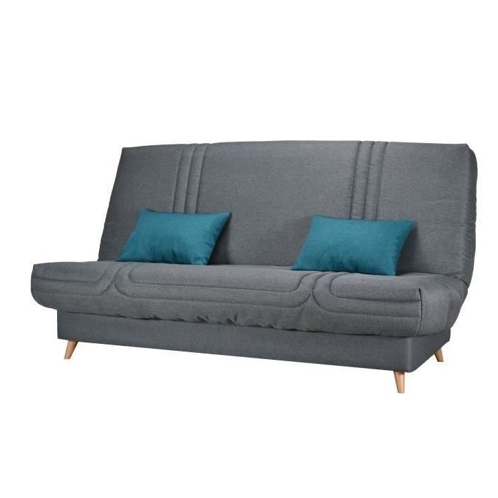 COMFORT BULTEX Clic clac 3 places - Tissu anthracite - Made in France - L 192 x P 95 x H 101 - MONA COMFORT BULTEX Clic clac 3 places - Tissu anthracite - Made in France - L 192 x P 95 x H 101 - MONA