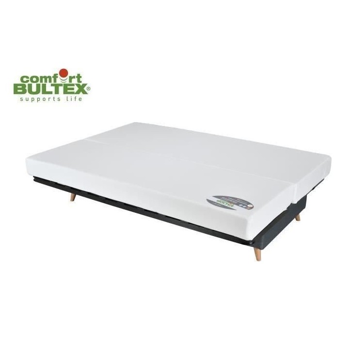 COMFORT BULTEX Clic clac 3 places - Tissu anthracite - Made in France - L 192 x P 95 x H 101 - MONA COMFORT BULTEX Clic clac 3 places - Tissu anthracite - Made in France - L 192 x P 95 x H 101 - MONA