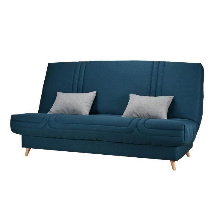 COMFORT BULTEX Clic clac 3 places - Tissu Bleu - Made in France - L 192 x P 95 x H 101 - MONA
