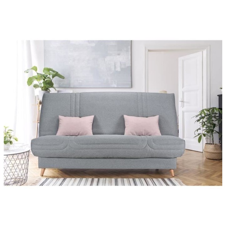 COMFORT BULTEX Clic clac 3 places - Tissu gris - Made in France - L 192 x P 95 x H 101 - MONA