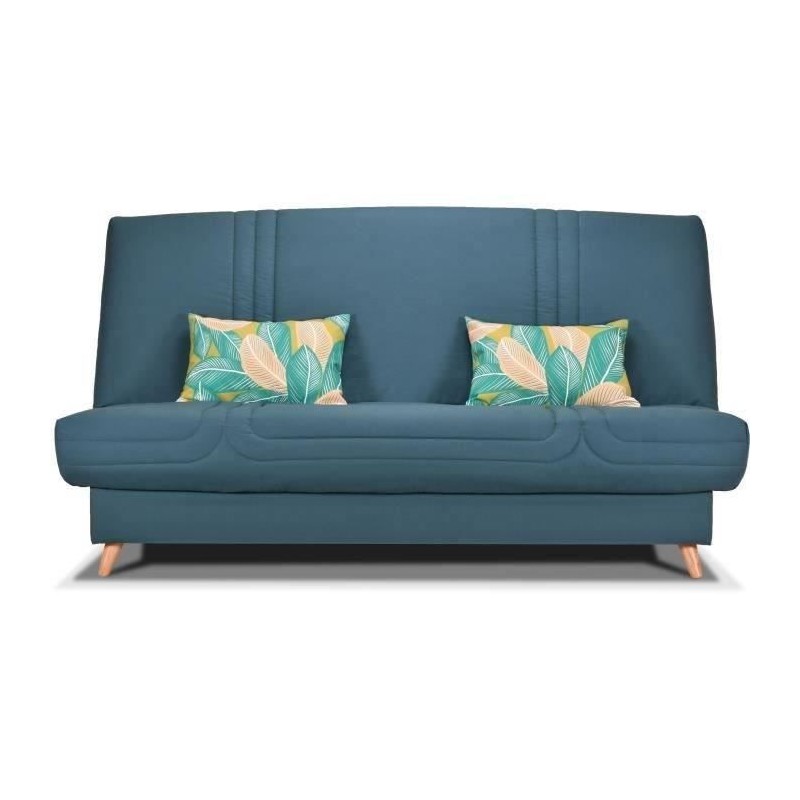 COMFORT BULTEX Banquette clic - Tissu bleu + Coussins déco jungle - L COMFORT BULTEX Banquette clic - Tissu bleu + Coussins déco jungle - L