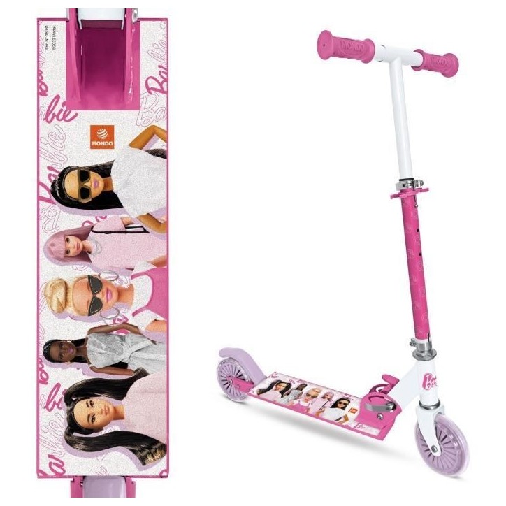 MONDO - Trottinette / Patinette 2 roues pliable - Barbie