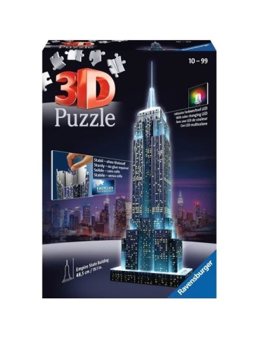Puzzle 3D Empire State Building illuminé - Ravensburger - 216 pieces - LEDS couleur - Des 10 ans