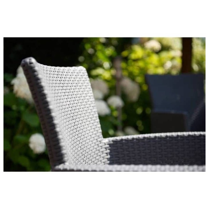Fauteuil de jardin - Allibert by KETER - IOWA - En résine imitation rotin tressé - Coloris : gris graphite - Avec coussin