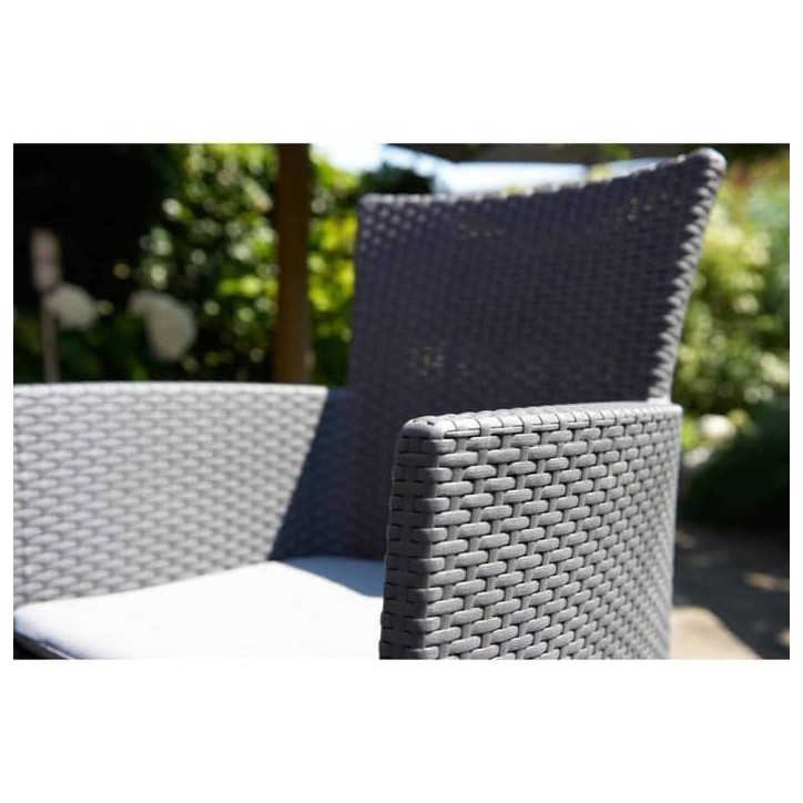 Fauteuil de jardin - Allibert by KETER - IOWA - En résine imitation rotin tressé - Coloris : gris graphite - Avec coussin