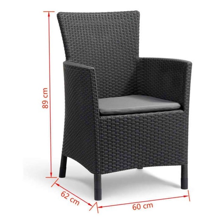 Fauteuil de jardin - Allibert by KETER - IOWA - En résine imitation rotin tressé - Coloris : gris graphite - Avec coussin
