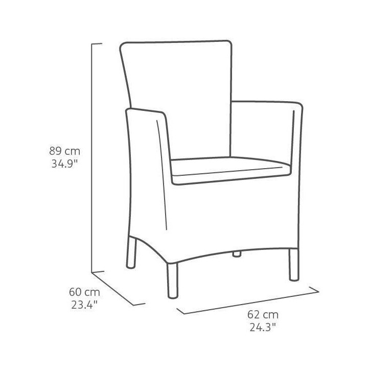 Fauteuil de jardin - Allibert by KETER - IOWA - En résine imitation rotin tressé - Coloris : gris graphite - Avec coussin