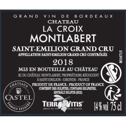 Château La Croix Montlabert 2018 Saint-Emilion Grand Cru - Vin rouge