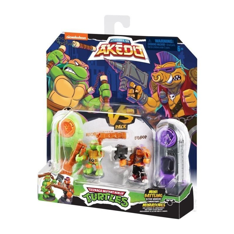 Figurines Tortues Ninja Michelangelo vs Bebop - Akedo - Moose Toys - C Figurines Tortues Ninja Michelangelo vs Bebop - Akedo - Moose Toys - C