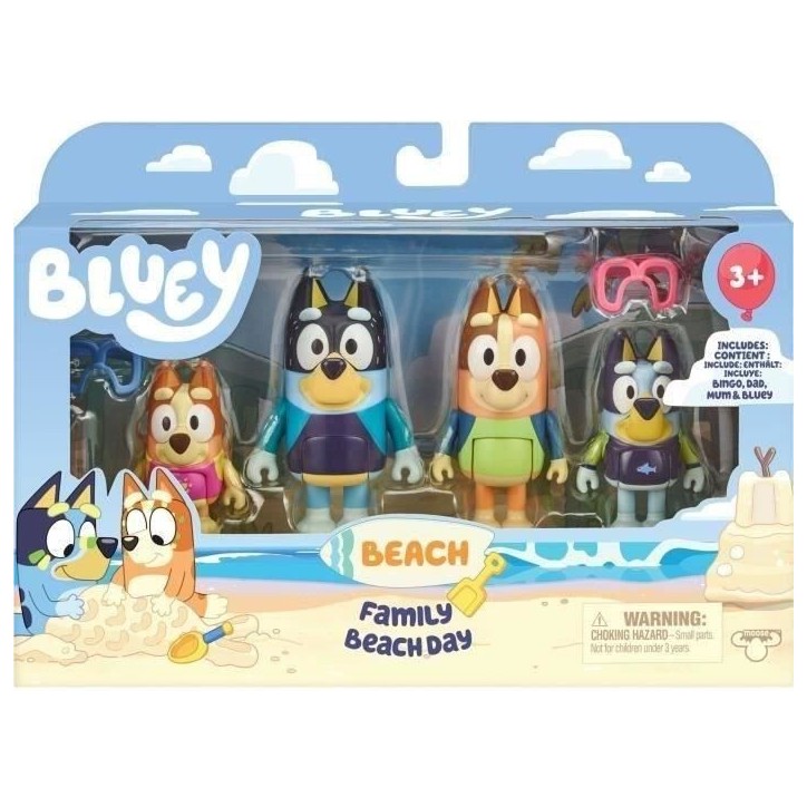 Bluey La famille a la Plage (4 figurines) - Univers miniature - MOOSE TOYS - Des 3 ans Bluey La famille a la Plage (4 figurines) - Univers miniature - MOOSE TOYS - Des 3 ans