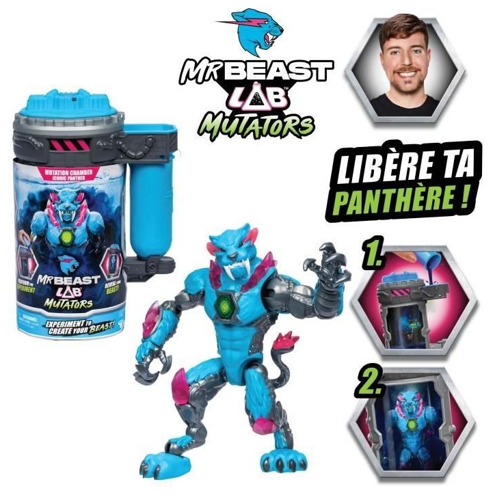 Figurine Mutators Panthere iconique chambre de mutation - MR Beast LAB - Réalise une expérience pour créér ta créature Figurine Mutators Panthere iconique chambre de mutation - MR Beast LAB - Réalise une expérience pour créér ta créature