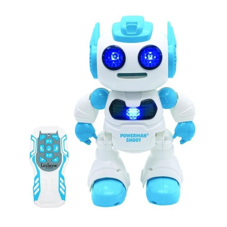 Powerman Shoot Robot Programmable avec Dance, Musique, démo – Télécommande et disques en mousse inclus. Powerman Shoot Robot Programmable avec Dance, Musique, démo – Télécommande et disques en mousse inclus.