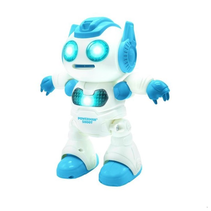 Powerman Shoot Robot Programmable avec Dance, Musique, démo – Télécommande et disques en mousse inclus. Powerman Shoot Robot Programmable avec Dance, Musique, démo – Télécommande et disques en mousse inclus.