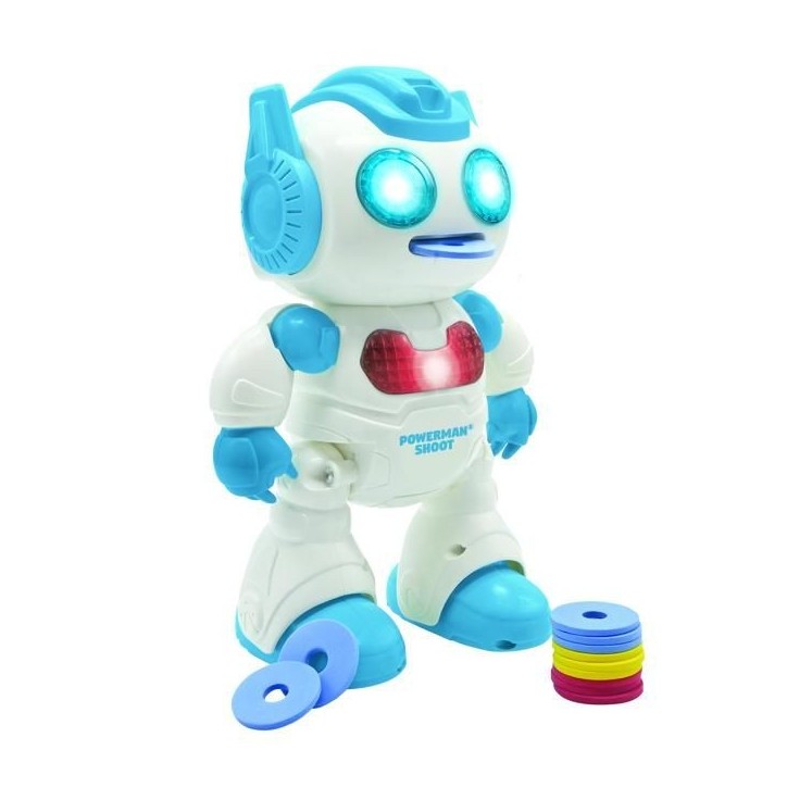 Powerman Shoot Robot Programmable avec Dance, Musique, démo – Télécommande et disques en mousse inclus. Powerman Shoot Robot Programmable avec Dance, Musique, démo – Télécommande et disques en mousse inclus.