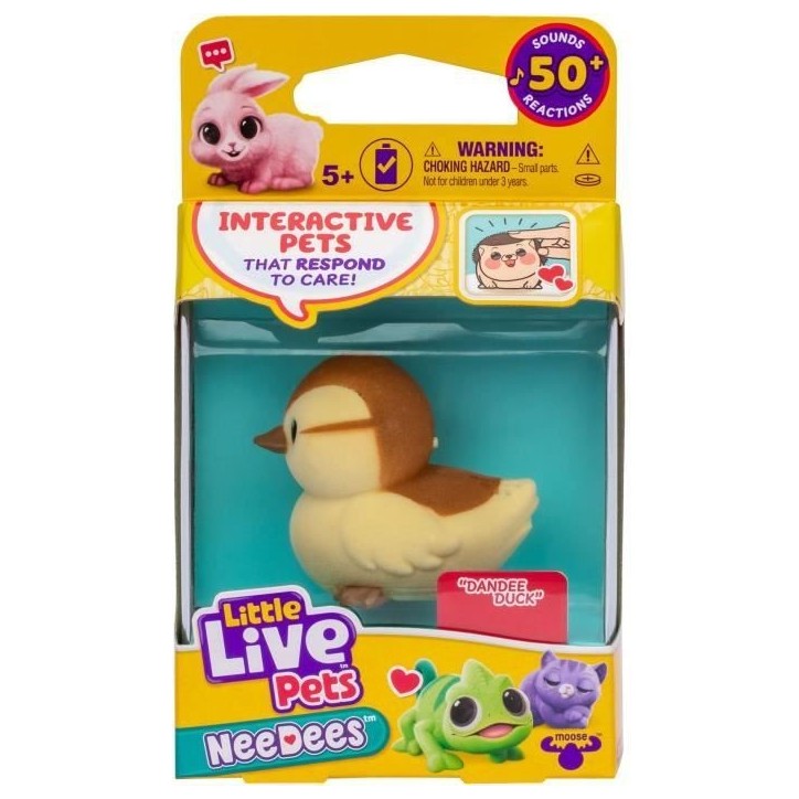 Lil' Needees - MOOSE TOYS - LITTLE LIVE PETS - Animaux interactifs de poche, avec sons et réactions - Modele de peluche aléato Lil' Needees - MOOSE TOYS - LITTLE LIVE PETS - Animaux interactifs de poche, avec sons et réactions - Modele de peluche aléato