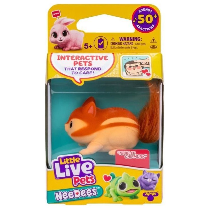Lil' Needees - MOOSE TOYS - LITTLE LIVE PETS - Animaux interactifs de poche, avec sons et réactions - Modele de peluche aléato Lil' Needees - MOOSE TOYS - LITTLE LIVE PETS - Animaux interactifs de poche, avec sons et réactions - Modele de peluche aléato