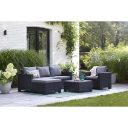 Salon de jardin - en résine imitation rotin tressé - Allibert by KET