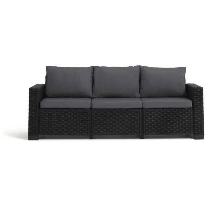 Salon de jardin - en résine imitation rotin tressé - Allibert by KETER - 5 personnes - Moorea - Gris graphite