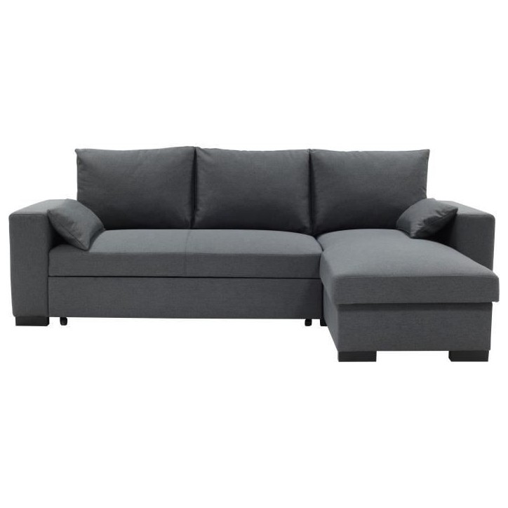 Canapé d'angle convertible - MORGAN - 3 places - Anthracite avec coffre et coussins déco - 236x143x85cm Canapé d'angle convertible - MORGAN - 3 places - Anthracite avec coffre et coussins déco - 236x143x85cm