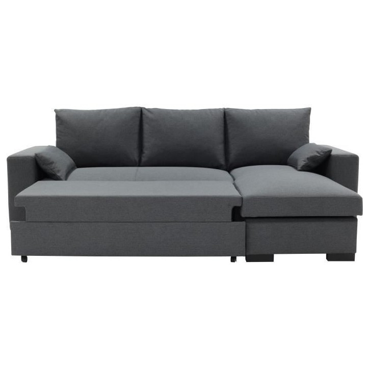 Canapé d'angle convertible - MORGAN - 3 places - Anthracite avec coffre et coussins déco - 236x143x85cm Canapé d'angle convertible - MORGAN - 3 places - Anthracite avec coffre et coussins déco - 236x143x85cm