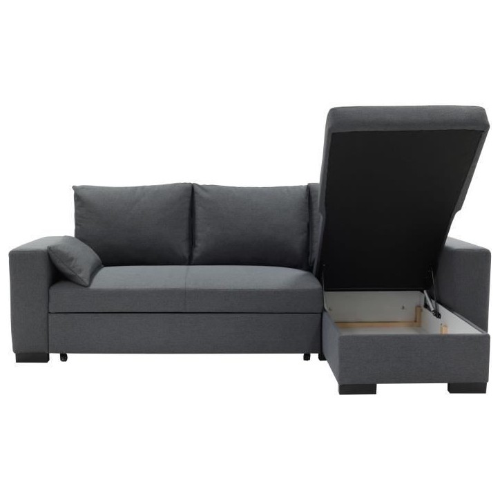 Canapé d'angle convertible - MORGAN - 3 places - Anthracite avec coffre et coussins déco - 236x143x85cm Canapé d'angle convertible - MORGAN - 3 places - Anthracite avec coffre et coussins déco - 236x143x85cm