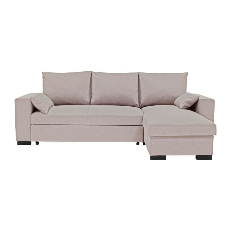 Canapé d'angle convertible - MORGAN - 3 places - Beige avec coffre et Canapé d'angle convertible - MORGAN - 3 places - Beige avec coffre et