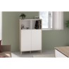 Bahut haut MORPHOS - L 83,7 x P 40 x H 135 cm - Décor blanc / Chene -