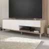 Meuble TV MORPHOS L 150 x P 40 x H 47,3 cm - Décor blanc / Chene - PA
