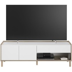 Meuble TV MORPHOS L 150 x P 40 x H 47,3 cm - Décor blanc / Chene - PA