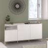 Buffet MORPHOS - L 150 x P 40 x H 74,5 cm - Décor blanc / Chene - 3 p