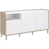 Buffet MORPHOS - L 150 x P 40 x H 74,5 cm - Décor blanc / Chene - 3 p