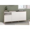 Buffet MORPHOS - L 150 x P 40 x H 74,5 cm - Décor blanc / Chene - 3 p