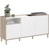 Buffet MORPHOS - L 150 x P 40 x H 74,5 cm - Décor blanc / Chene - 3 p
