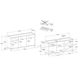 Ensemble meuble de salon - Meuble TV, table basse, buffet bas - MORPHO