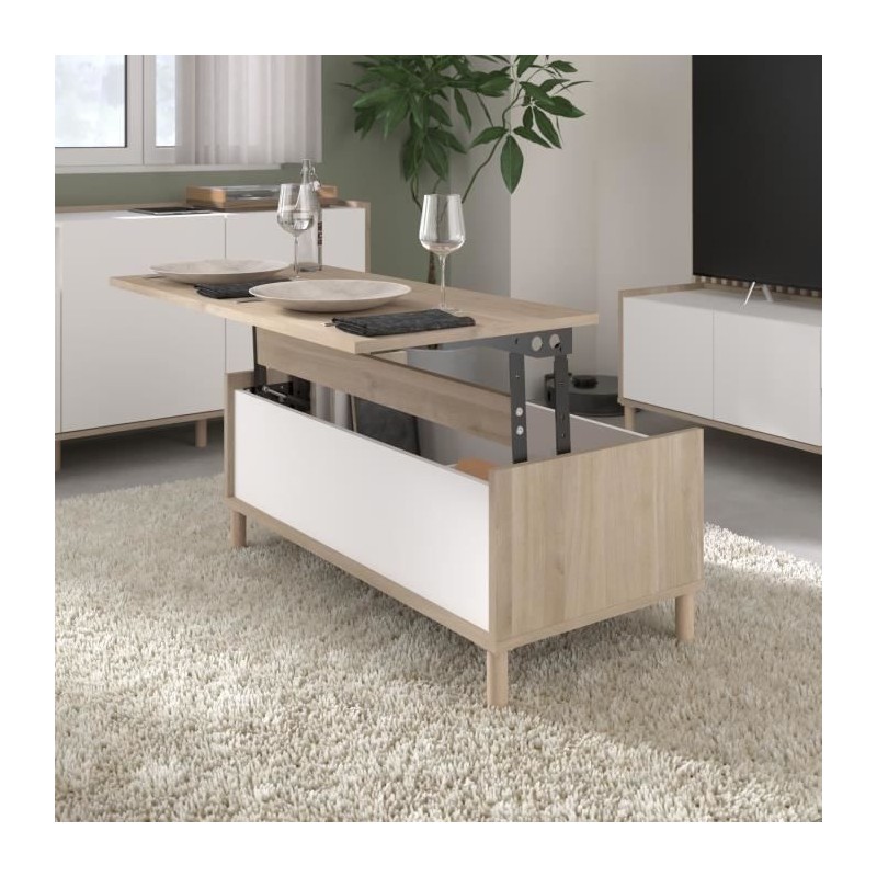 Table basse relevable MORPHOS - L 100 x P 50 x H 43,6 cm - Rectangulai Table basse relevable MORPHOS - L 100 x P 50 x H 43,6 cm - Rectangulai