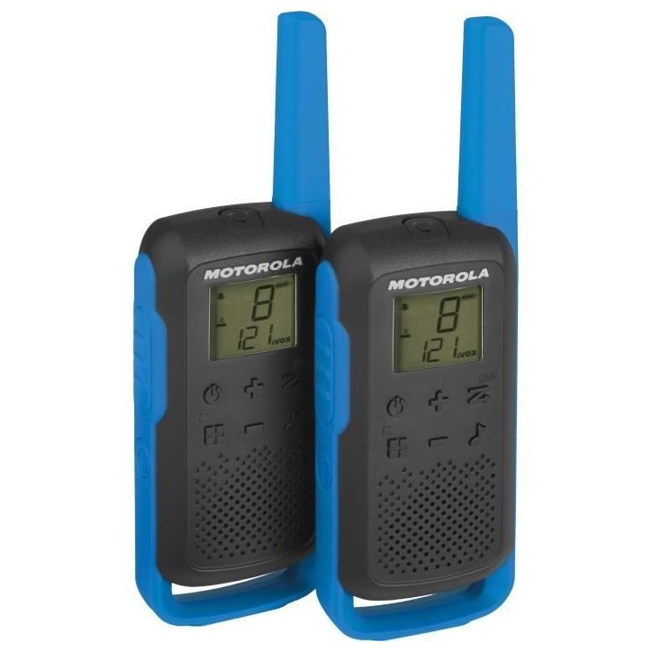 Talkie Walkie Radios MOTOROLA T62 PMR446 - Sans licence - Couplage simplifié - Bleu Talkie Walkie Radios MOTOROLA T62 PMR446 - Sans licence - Couplage simplifié - Bleu
