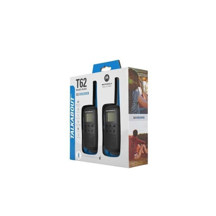 Talkie Walkie Radios MOTOROLA T62 PMR446 - Sans licence - Couplage simplifié - Bleu Talkie Walkie Radios MOTOROLA T62 PMR446 - Sans licence - Couplage simplifié - Bleu