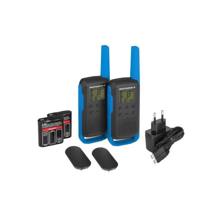Talkie Walkie Radios MOTOROLA T62 PMR446 - Sans licence - Couplage simplifié - Bleu Talkie Walkie Radios MOTOROLA T62 PMR446 - Sans licence - Couplage simplifié - Bleu