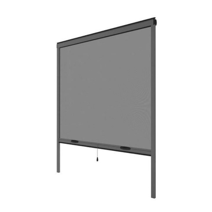 Moustiquaire de fenetre L125 x H145 cm en aluminium gris anthracite - Recoupable en largeur et hauteur Moustiquaire de fenetre L125 x H145 cm en aluminium gris anthracite - Recoupable en largeur et hauteur