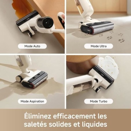 MOVA K30 - Aspirateur Laveur Sec Et Humide - Portée a plat 180° - Aspiration 18 kPa - Nettoyage des Bords - Séchage a l'air C