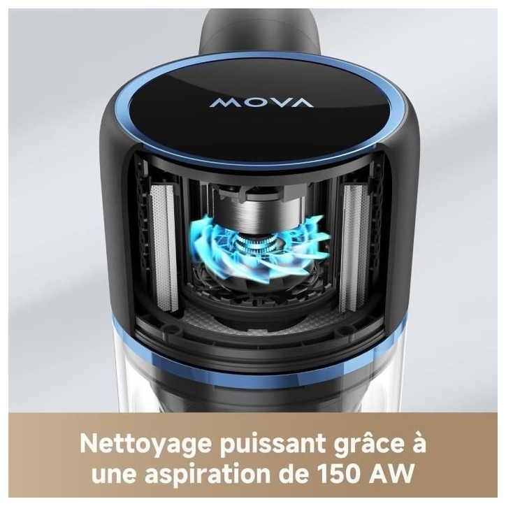 MOVA S4 Detect - Aspirateur Balai sans Fil - 150 AW - Autonomie maximale de 90 Minutes - Brosse multisurface OptiInsigh MOVA S4 Detect - Aspirateur Balai sans Fil - 150 AW - Autonomie maximale de 90 Minutes - Brosse multisurface OptiInsigh