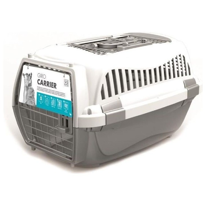 MPETS Cage de transport 57 x 36 x 32 Pour chien - M - Gris et blanc
