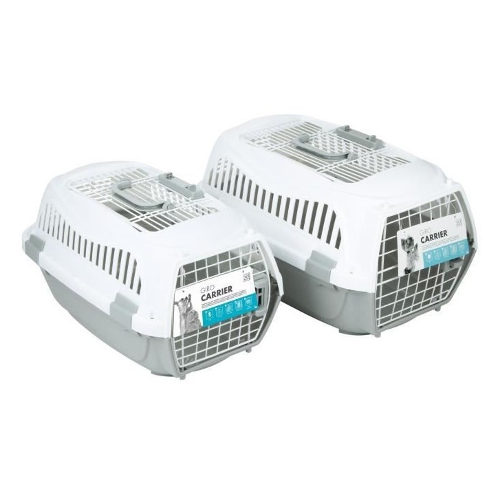 MPETS Cage de transport 57 x 36 x 32 Pour chien - M - Gris et blanc