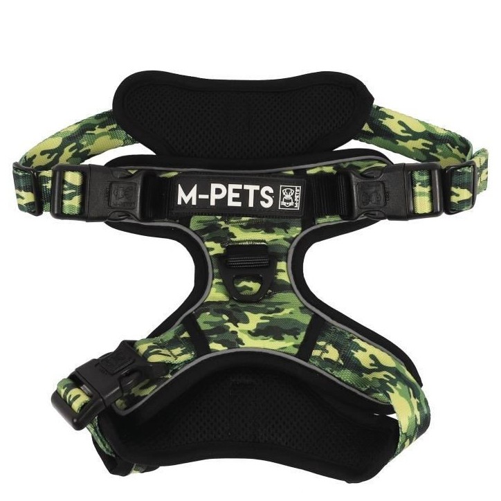 Harnais - M PETS - HIKING - Camouflage M - Tissu rembourré - Attache sécurité - Poignée - Laisse dos/avant